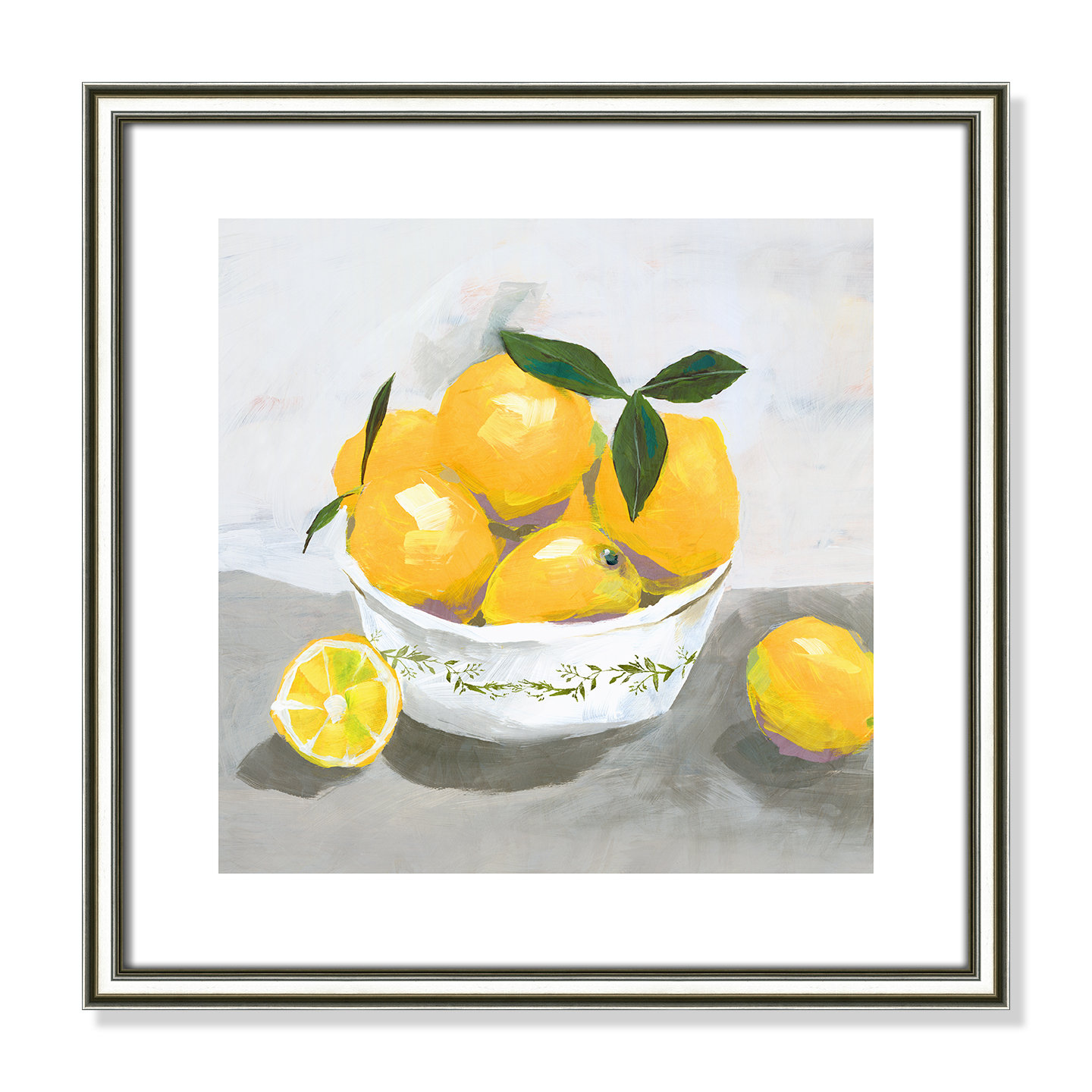 Hayons "Lemons" Painting by Isabelle Z, 18.25" H x 18.25" W x 0.88" D, Silver Framed Paper