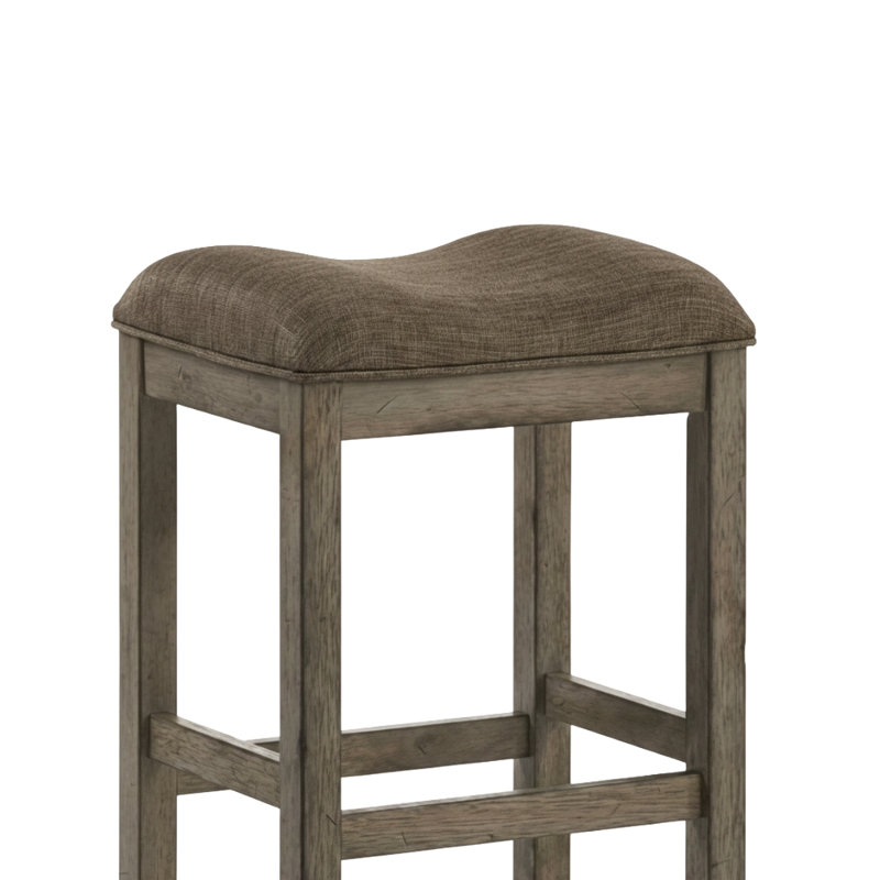 Lumora 26 In. H Chestnut/brown Wood Backless Counter Stool With Upholstered Fabric Seat (set Of 2)