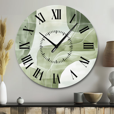Sage Lines - Mid-Century Round Metal Wall Clock
