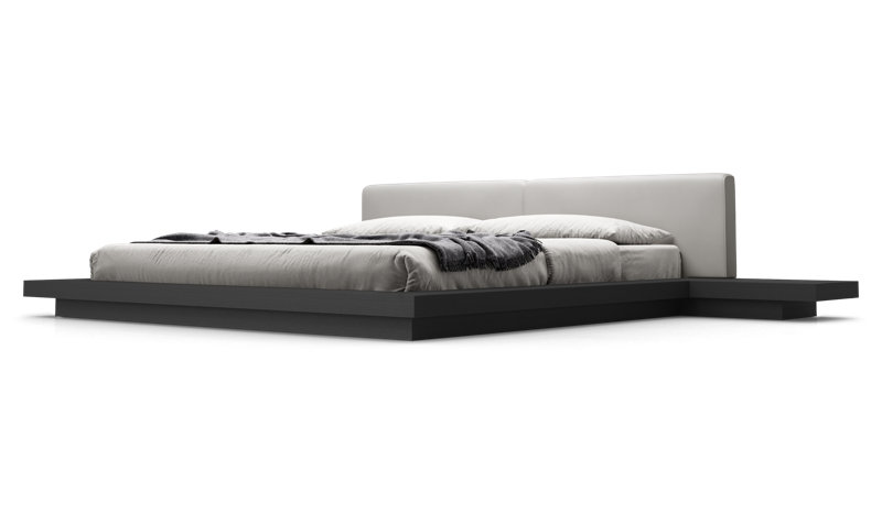 Upholstered Bed, King, Wenge/Pearl Gray Fabric