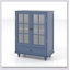 Buffet minimaliste bleu avec double porte en verre et tiroir, rangement en bois moderne-1008987487