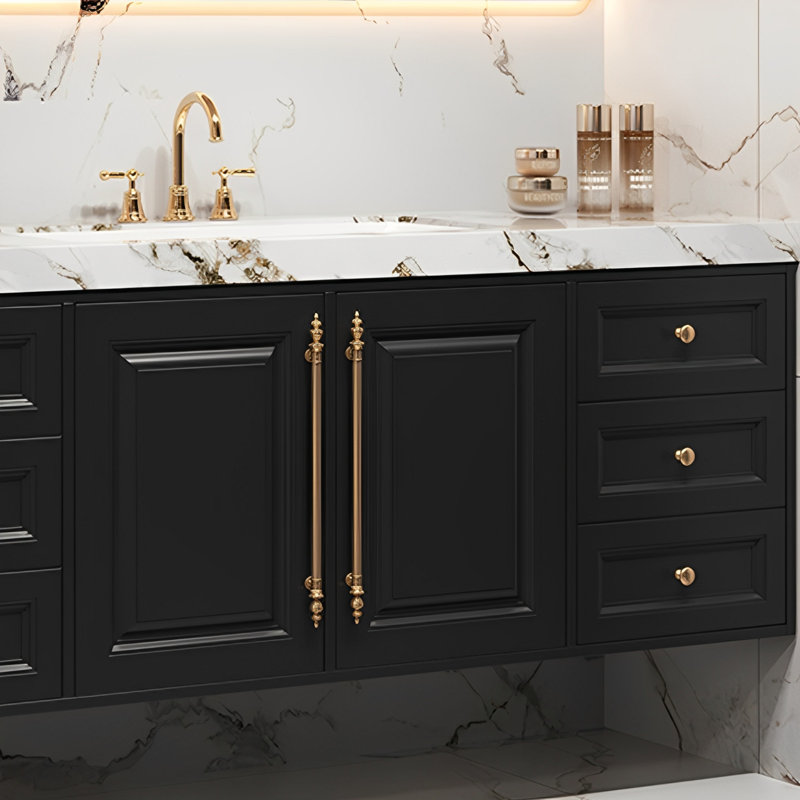 American light luxury style bathroom cabinet, 19.69" H x 47.24" W x 21.65" D, Black
