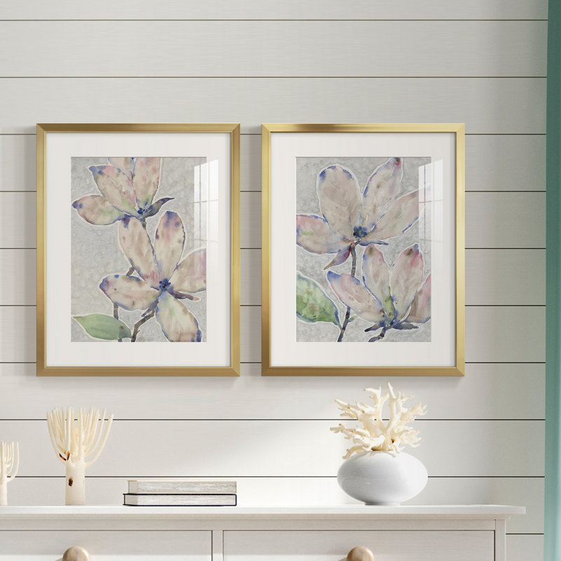 Blossom Study I Blossom Study I - Matted and Framed Under Acrylic Glass, Set of 2, Large Living Room Wall Art