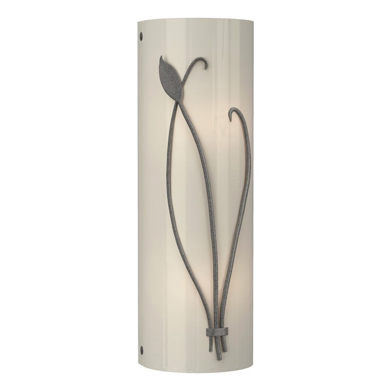 Leaf 2 - Light Flush Mounted Sconce, Natural Iron, Ivory Art Glass, Left
