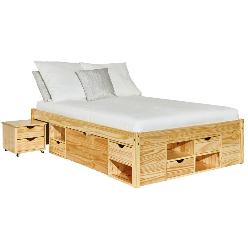 Chamarion Solid Wood Bed, Light Brown, 140 x 200cm