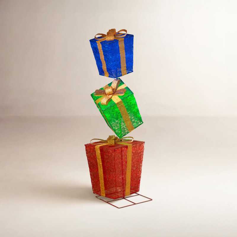 6 ft. Tall Stacked Illuminated Christmas Present Outdoor Décor