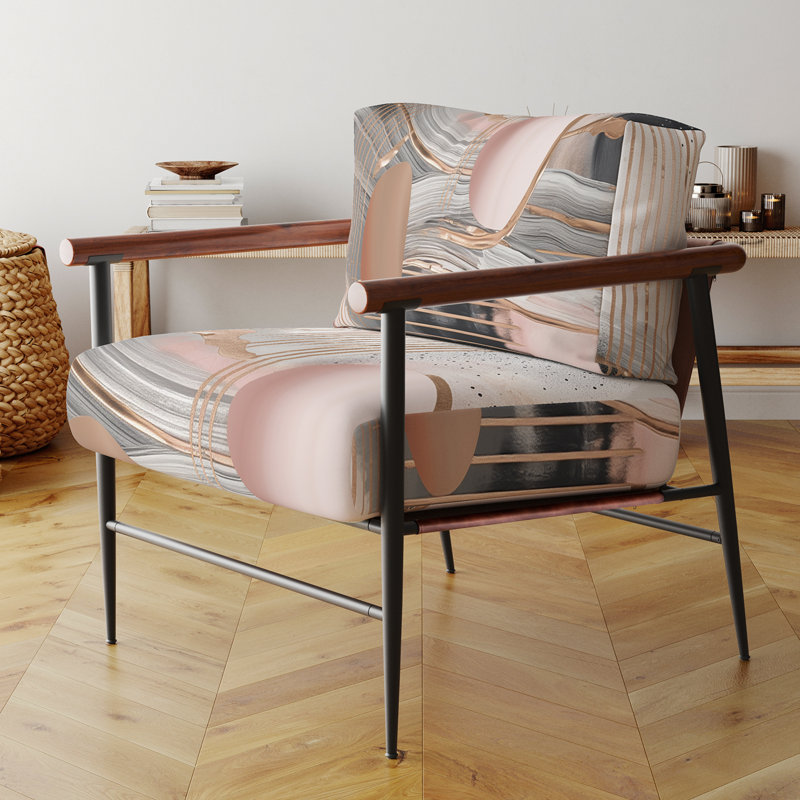 Fauteuil d'appoint rembourré Pink Rosegold, Noir