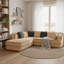 Ensemble de salon modulaire 2 pièces 106 po avec méridienne gauche et coussins, brun clair, sans assemblage, passepoil contrastant-329487643-329487636
