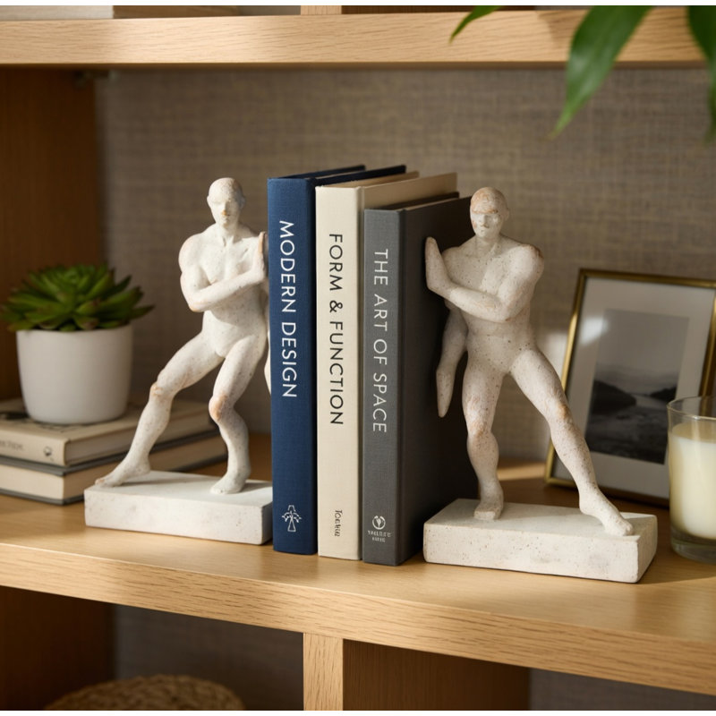 Modern Male Figure Bookends, Set Of 2
