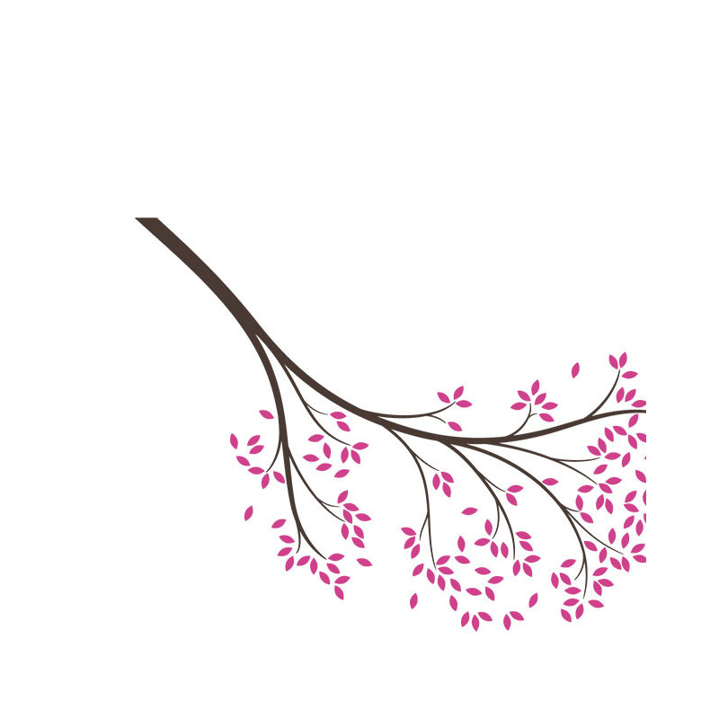 Décalcomanie murale branche atteindre, Brun foncé/rose vif