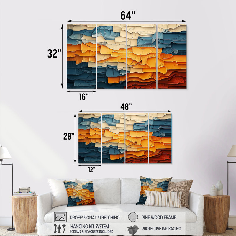 Biomorphism Fragments Forms II - Cubism Wall Art - ensemble de décorations murales modernes, 4, H 28 po x l 48 po