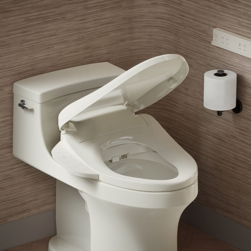 Purewash E725 Elongated Bidet Toilet Seat With Remote Control, Beige
