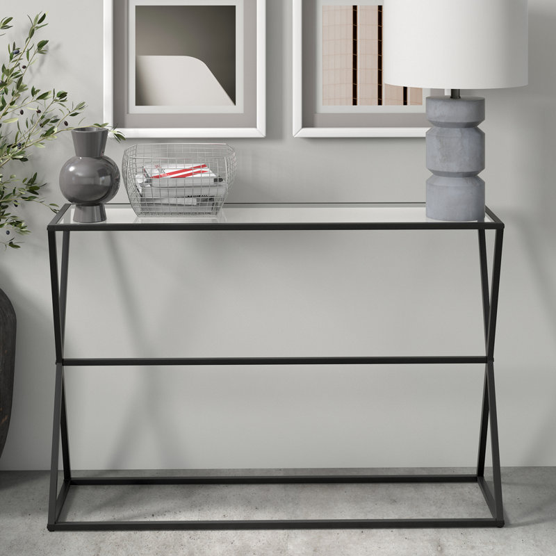Sabrina 45'' Glass Top Console Table, Blackened Bronze