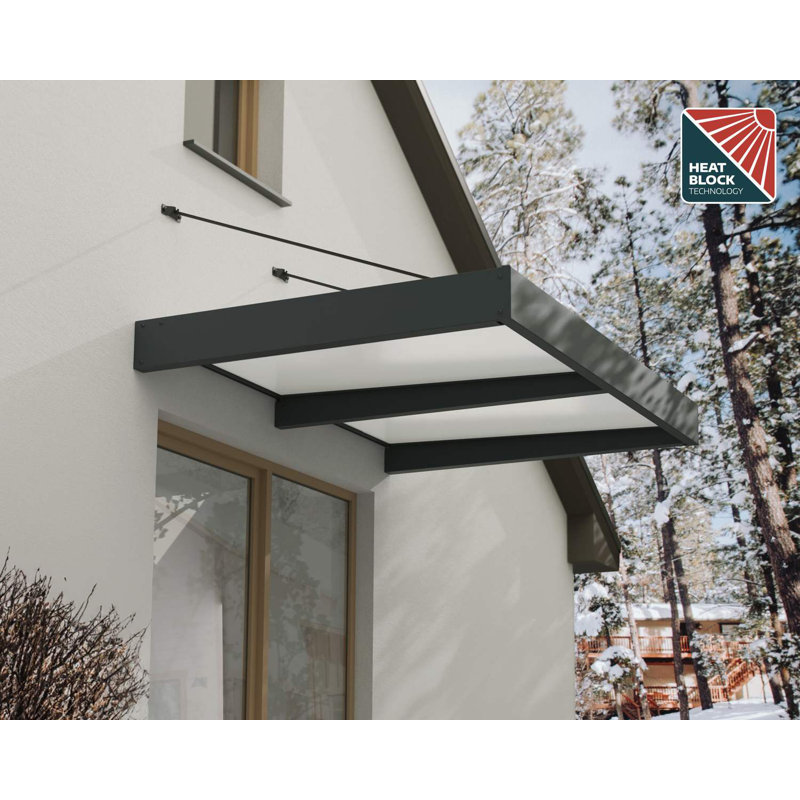 Palram - Canopia Sophia XL 6' W x 4' 7" D Acrylic Galvanized Steel Stationary Door and Window Awning Gray/Mist