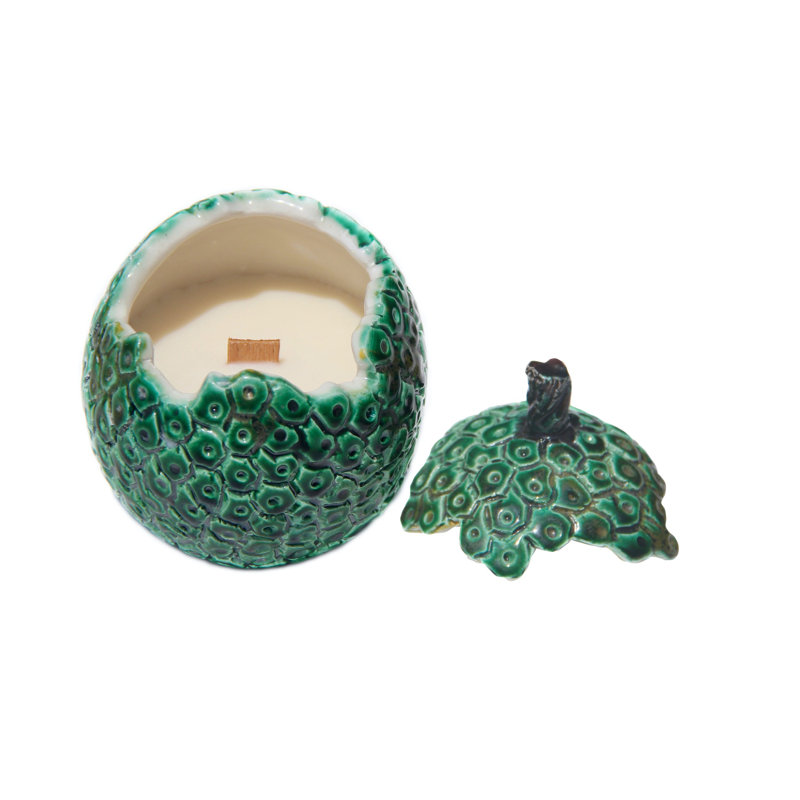 Bread Fruit Exotic Heart Scented Novelty Candle with Porcelain Holder