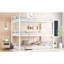 Grand lit superposé en métal blanc avec structure et caractéristiques pour un espace - Lit triple avec efficacité, barrières de sécurité et utilisation domestique sans bruit-335696813-335696812