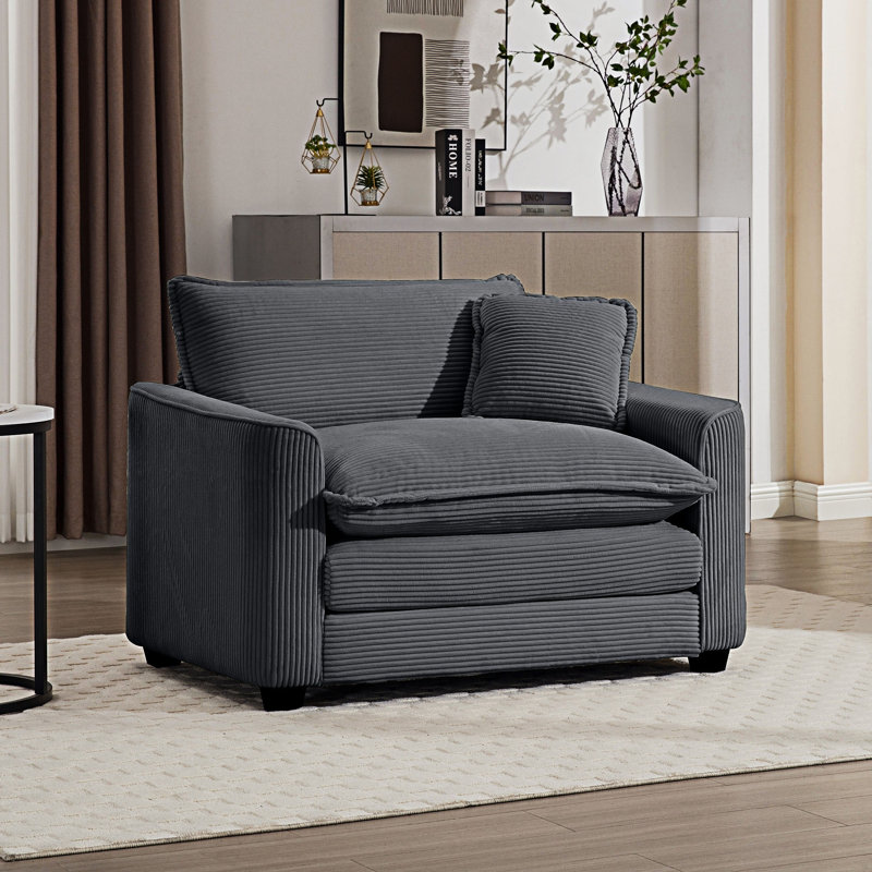 Canapé moderne moderne à siège profond avec un oreiller, Gris
