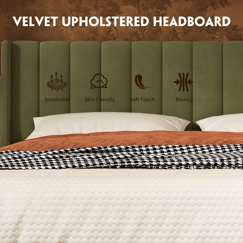 Jeilyn Upholstered Platform Drawer Storage Bed, King, Pistachio