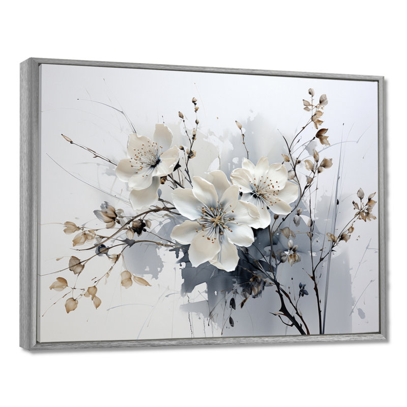 Art asiatique fleurs d'orchidées I - art asiatique, impressions encadrées, H 34 po x l 44 po, Argent argent