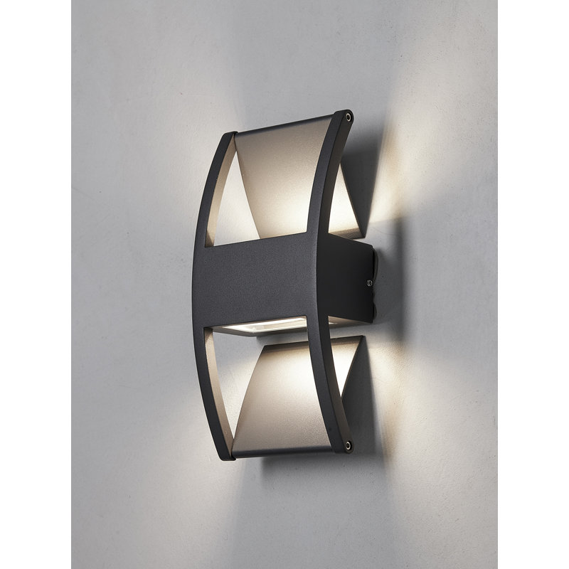 Eirny 25cm H Integrated LED Outdoor Armed Sconce, Grey