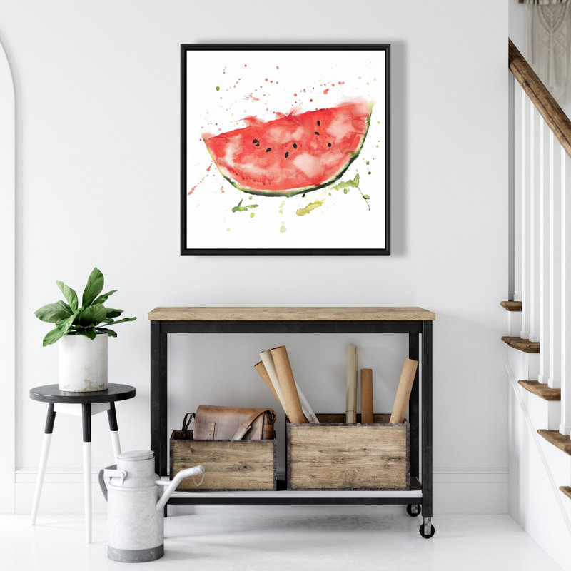 Watermelon Slice, toile encadrée rouge alimentaire, H 25,25 po x l 25,25 po