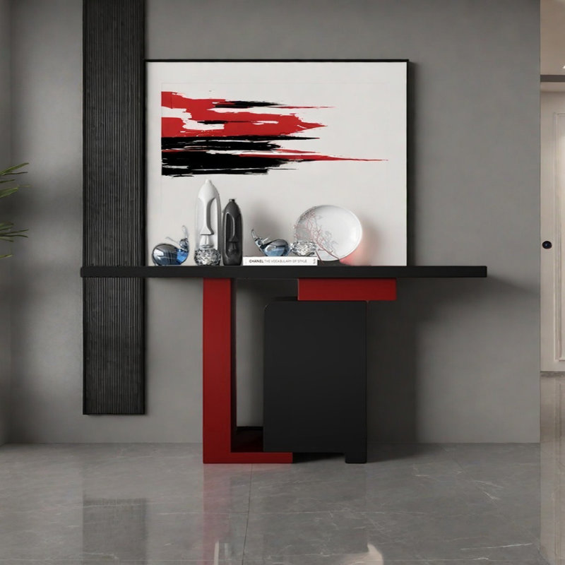 Console Modern Minimalist Art, H 33,46 po x l 59,06 po x P 15,75 po, Noir / Rouge