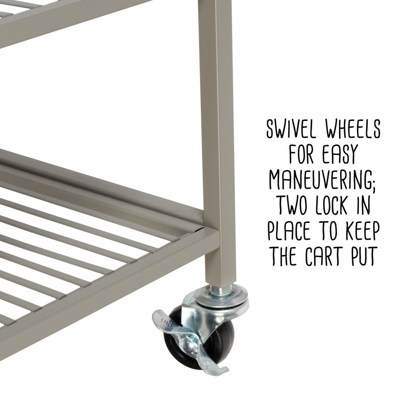 Satin Nickel 5-Tier Steel Rolling Bathroom Storage Cart