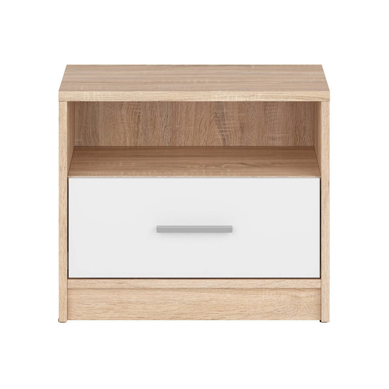 50cm W Composite Bedside Table, Oak Sonoma/White