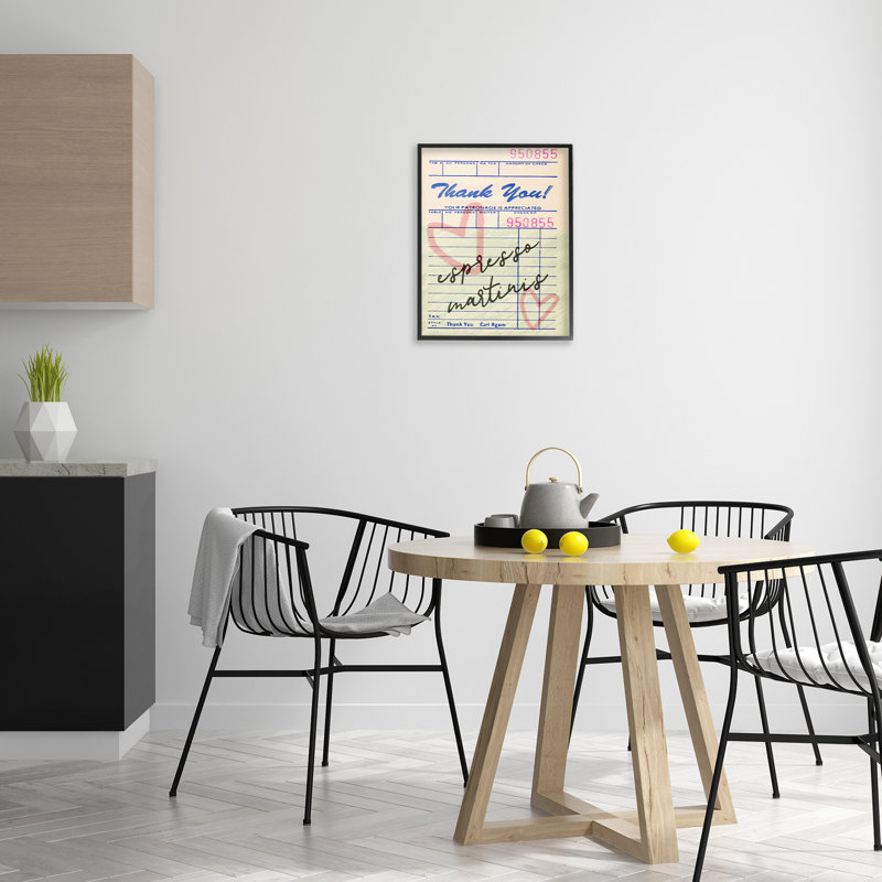 Giclée à carreaux espresso Martinis espresso, design par Lil 'Rue, H 20 po x l 16 po, Giclée encadrée noir minuit
