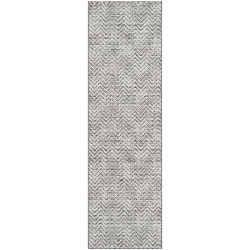 Irit Performance Chevron Light Brown Indoor Outdoor Rug, Runner 2'3" x 7'10"