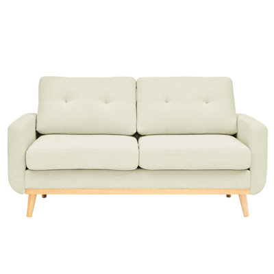 Mid - Century Modern Upholstered 2 Seat , 67.7" Wide, Cream , 29.01 In Depth, , For Living Wide 34.1 Height, Solid Wood Legs, Conversation Spot