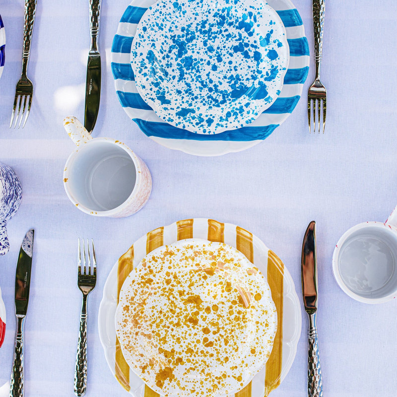 Amalfitana Stripe Dinner Plate, Yellow