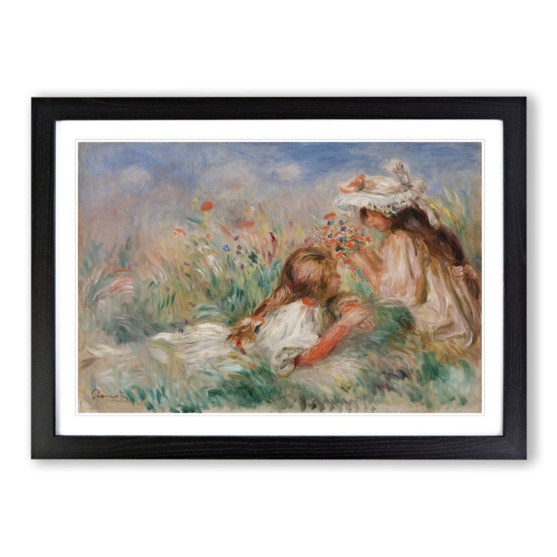 The Grass by Pierre-Auguste Renoir - Picture Frame Painting, 65cm H x 90cm W x 2cm D, Black Framed