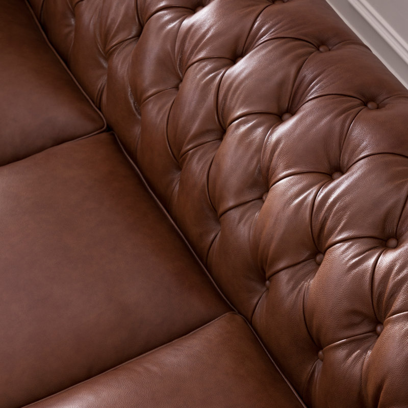 Canapé clouté Chesterfield, Marron clair