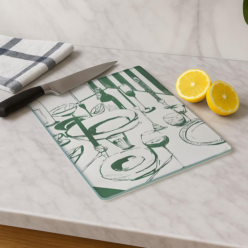 Durable Tempered Glass Cutting Board, 7.9 x 11.8 inches | 100% Antibacterial, Non-Slip Silicone Feet | Easy Clean Surface, Perfect for Food Prep & Kitchen Use, Not Dishwasher, Microwave, or Oven Safe