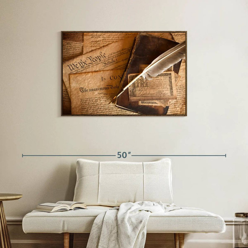 «Quill», 37 po x 25 po, Cadre flottant en noyer