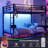 Isabelle & Max™ Metal Full Over Full Bunk Beds with LED Lights and Charging Station, Heavy Duty Metal Full Size Bunk Bed Frame with Safety Guardrail & 2 Ladders, Space-Saving Design, No Box Spring Needed, Black-1167009720-1193689471