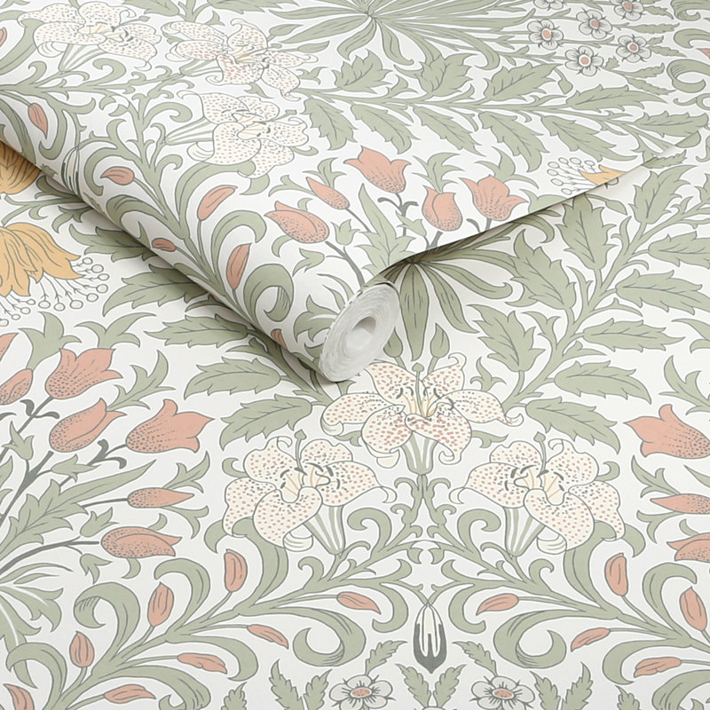 William Morris Garden Soft Wallpaper, Green