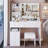 41" Large Sized Desktop Vanity Table + Cushioned Stool, Oversized Desktop, Large Touch Control Led Mirror, 3-Color Switch, Multi Layer High Capacity Storage Fashion Dresser-1318947905