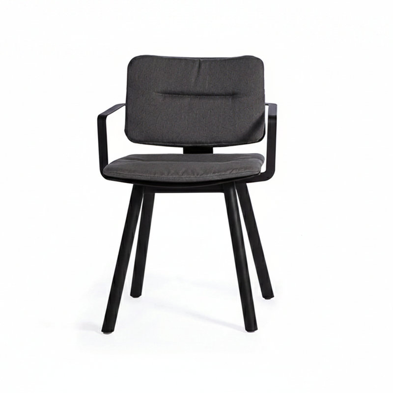 Coco Outdoor Dining Armchair, White/Faux Teak,  Canvas Natural