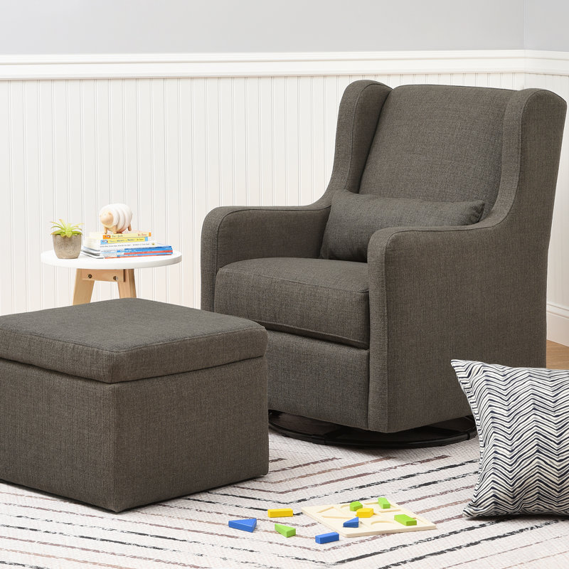 Adrian Swivel Glider and Ottoman, Performance Charcoal