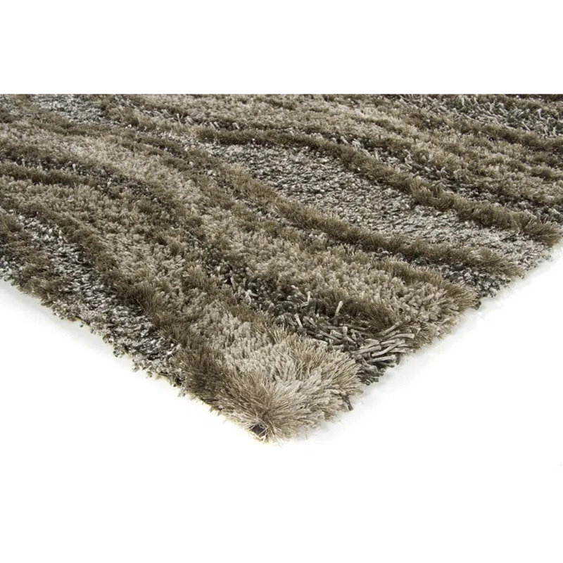 Tapis brun/brun clair à poil long Taiquita, Rectangle 5 pi x 7 pi 6 po