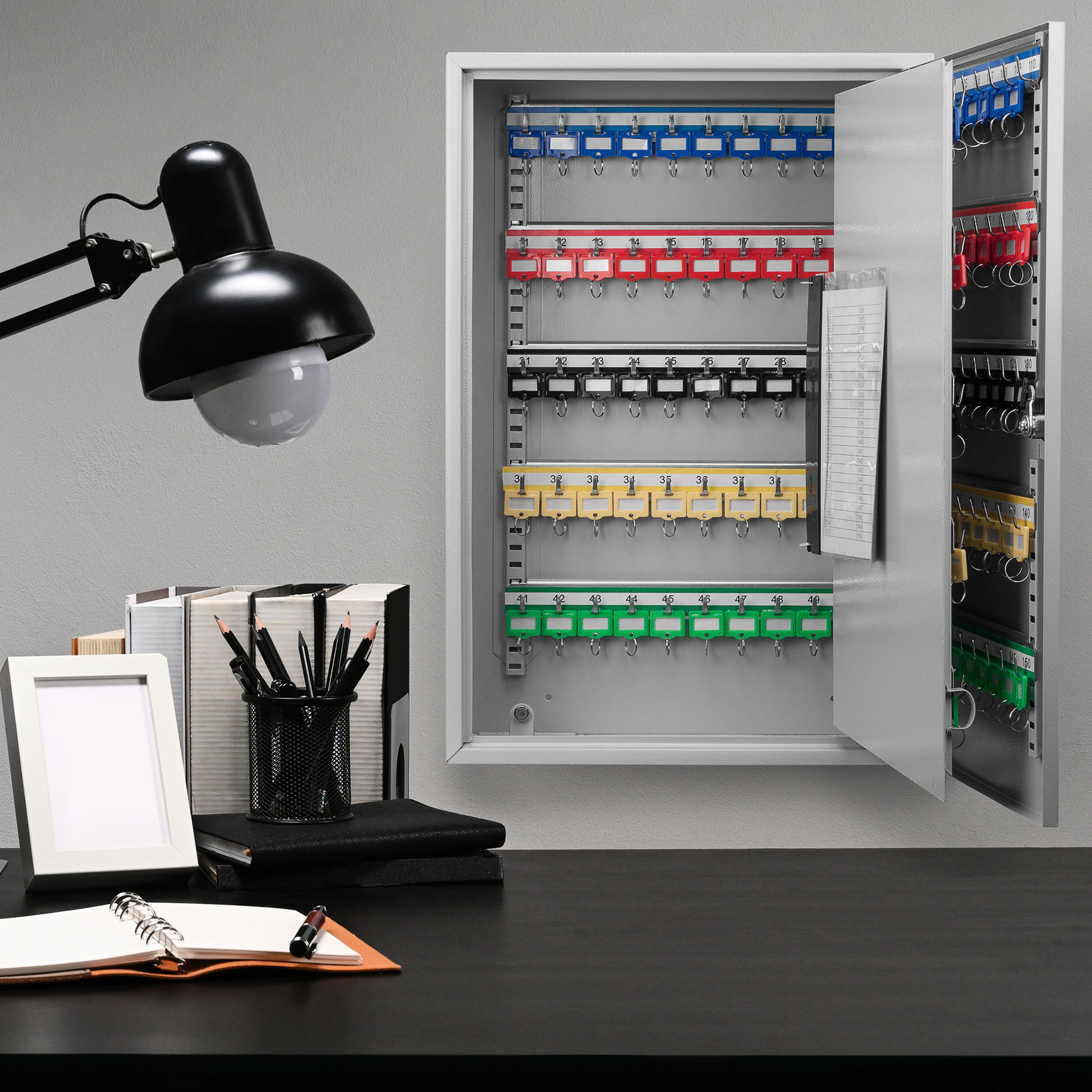 YBHDESIGN 150 Adjustable Key Cabinet, Gray Finish, Steel Construction ...
