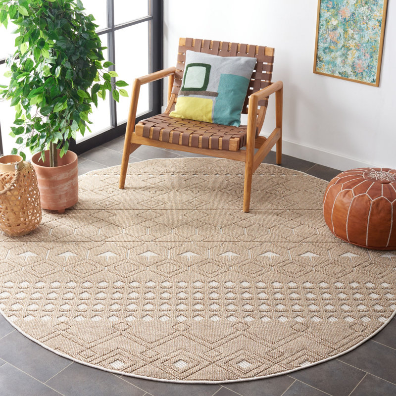 Global Southwestern Indoor/Outdoor Area Rug, Round 6'7"