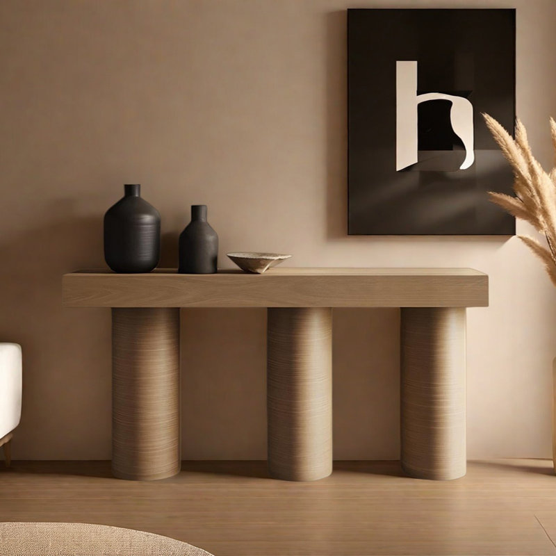 Console Retro Minimalist, 33.46" H x 70.87" W x 15.75" D, Bois naturel