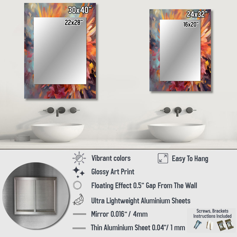 Tropical Parrot I - miroir perroquet, miroir mural décoratif jaune, impression d'art en métal, 32 po x 24 po