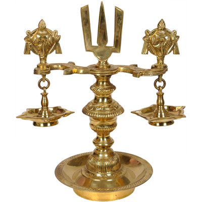 Lampe rituelle en laiton fait à la main de 13 po Vaishnava