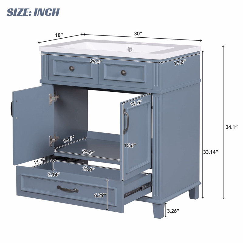Ravan 30'' Single Bathroom Vanity with Ceramic Top