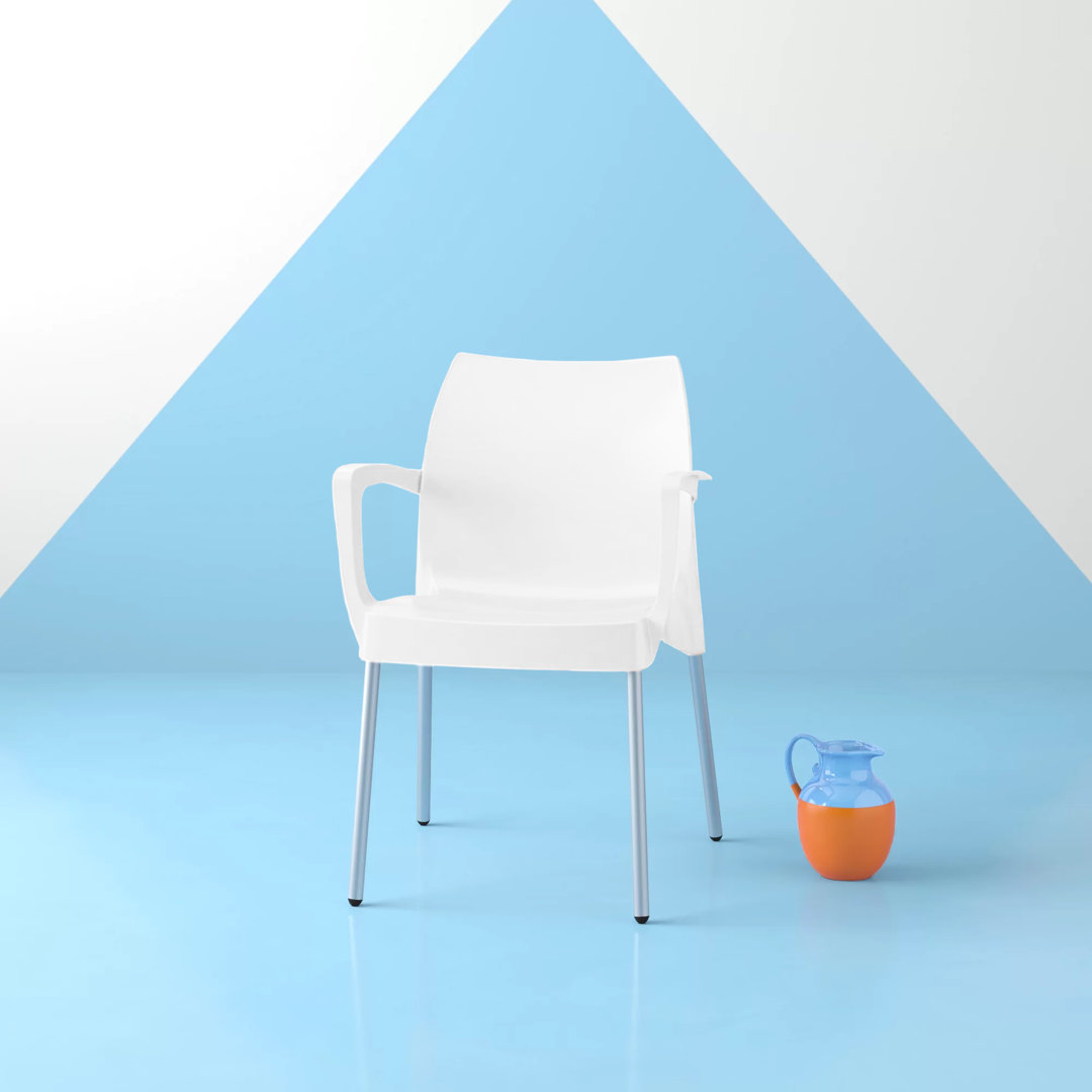 Murl Outdoor Stacking Dining Armchair (Set of 2) Ebern Designs 