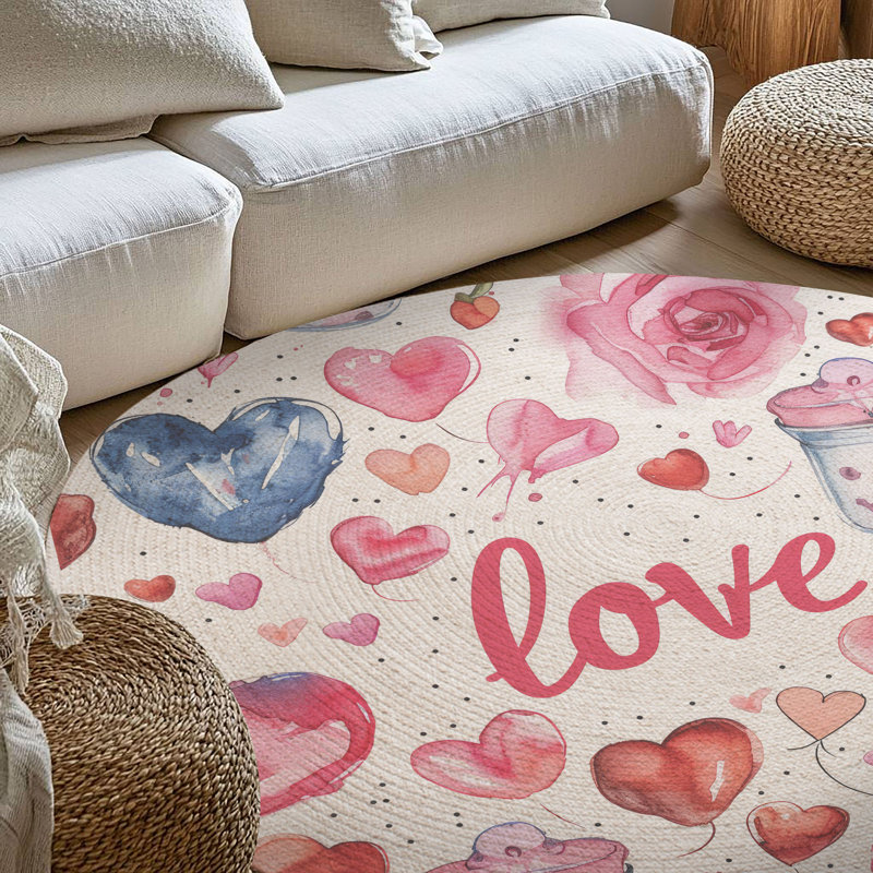 Tapis tressé Love Love, Rond 5 pi